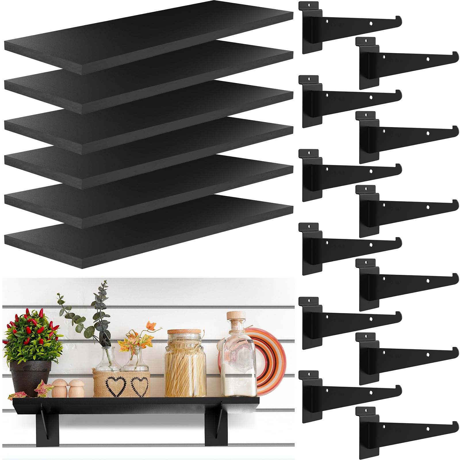 Amazon.com: Tcevily 6 Pack Wooden Slatwall Shelf, 15.7